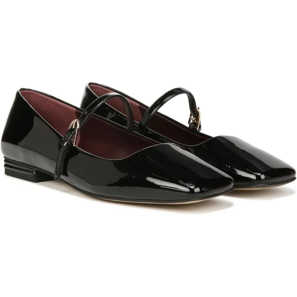Franco Sarto Womens Black Patent Faux Leather Tinsley Mary Jane Ballet Flats - Picture 9 of 9